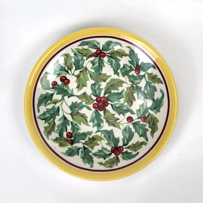 RETIRED LONGABERGER POTTERY:  CHRISTMAS AMERICAN HOLLY LUNCH PLATE  NIB1
