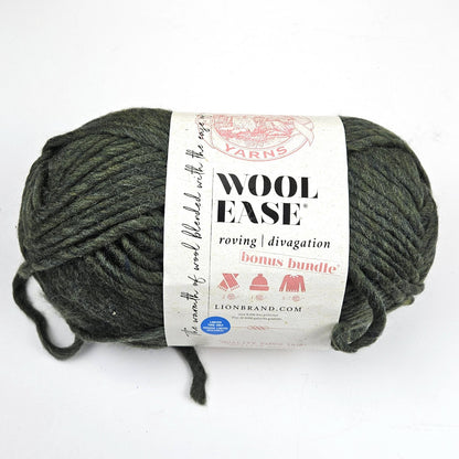 LARGE 11 OZ SKEIN LION BRAND WOOL EASE YARN:  OLIVE0