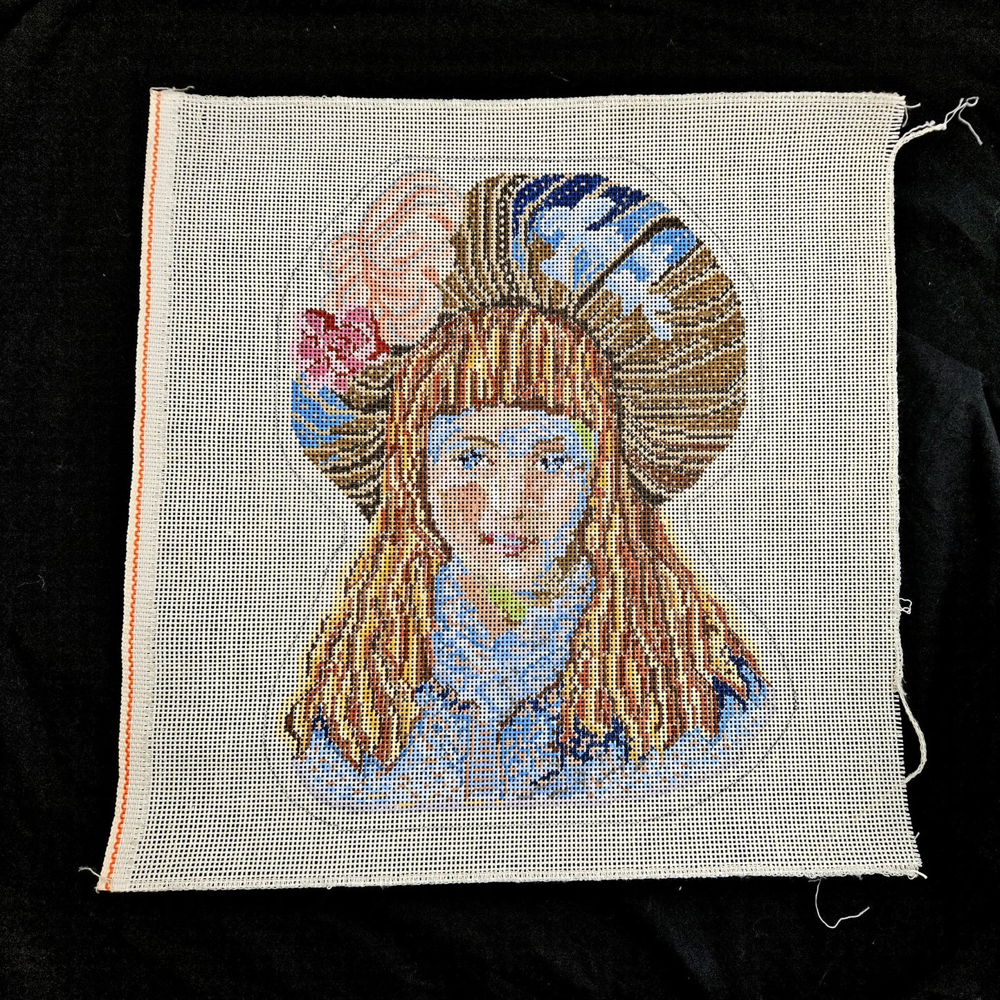 HP NEEDLEPOINT CANVAS:  CHILD WITH FLORAL BONNET      BM1