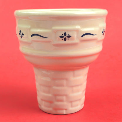 RETIRED LONGABERGER POTTERY: WOVEN TRADITIONS BLUE ICE CREAM CONE PRE-OWNED1