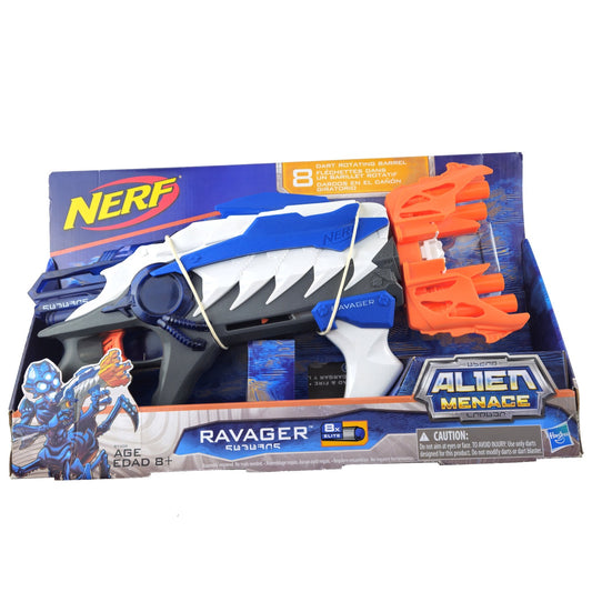 NERF ALIEN MENACE RAVAGER BLASTER HAS ROTATING BARREL BLUE VARIANT    NIB KMO0