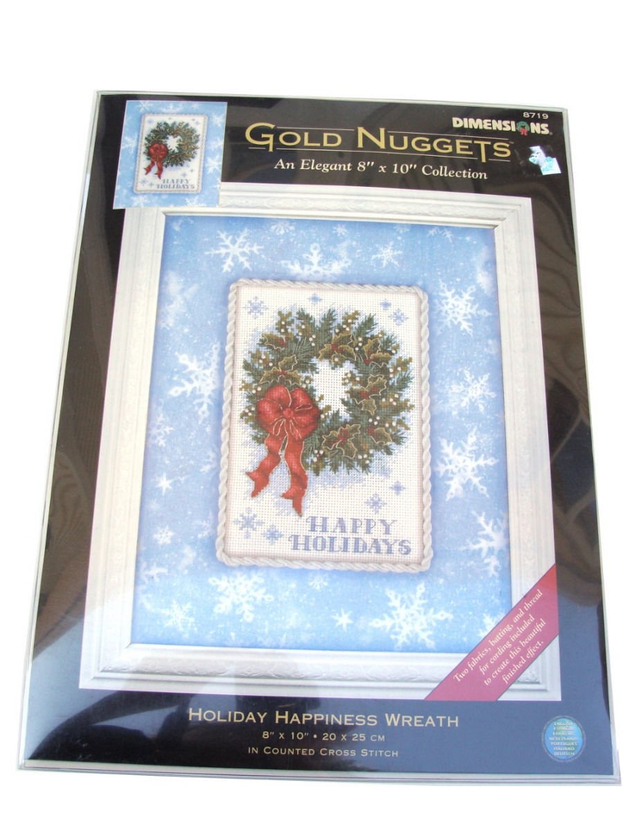 DIMENSIONS GOLD NUGGETS ELEGANT CROSS STITCH KIT:  HOLIDAY HAPPINESS WREATH   DB0