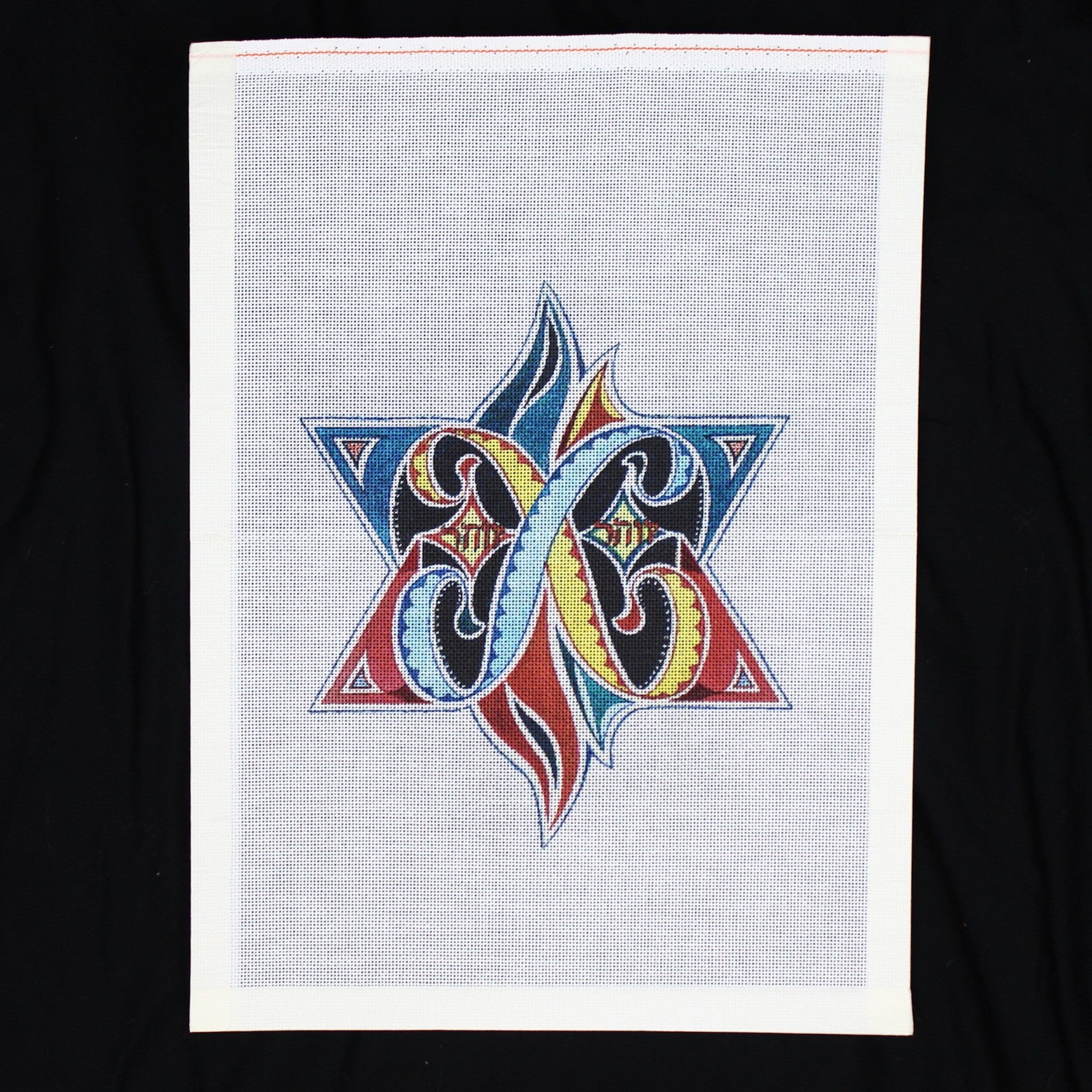 NEEDLEPOINT CANVAS:  FLAMING STAR OF DAVID     BM1