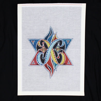 NEEDLEPOINT CANVAS:  FLAMING STAR OF DAVID     BM1