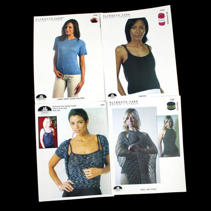 13 PLYMOUTH YARN KNITTING PATTERN LOT:  CAMISOLE, VEST, TANK TOP, CARDIGAN +  LF2