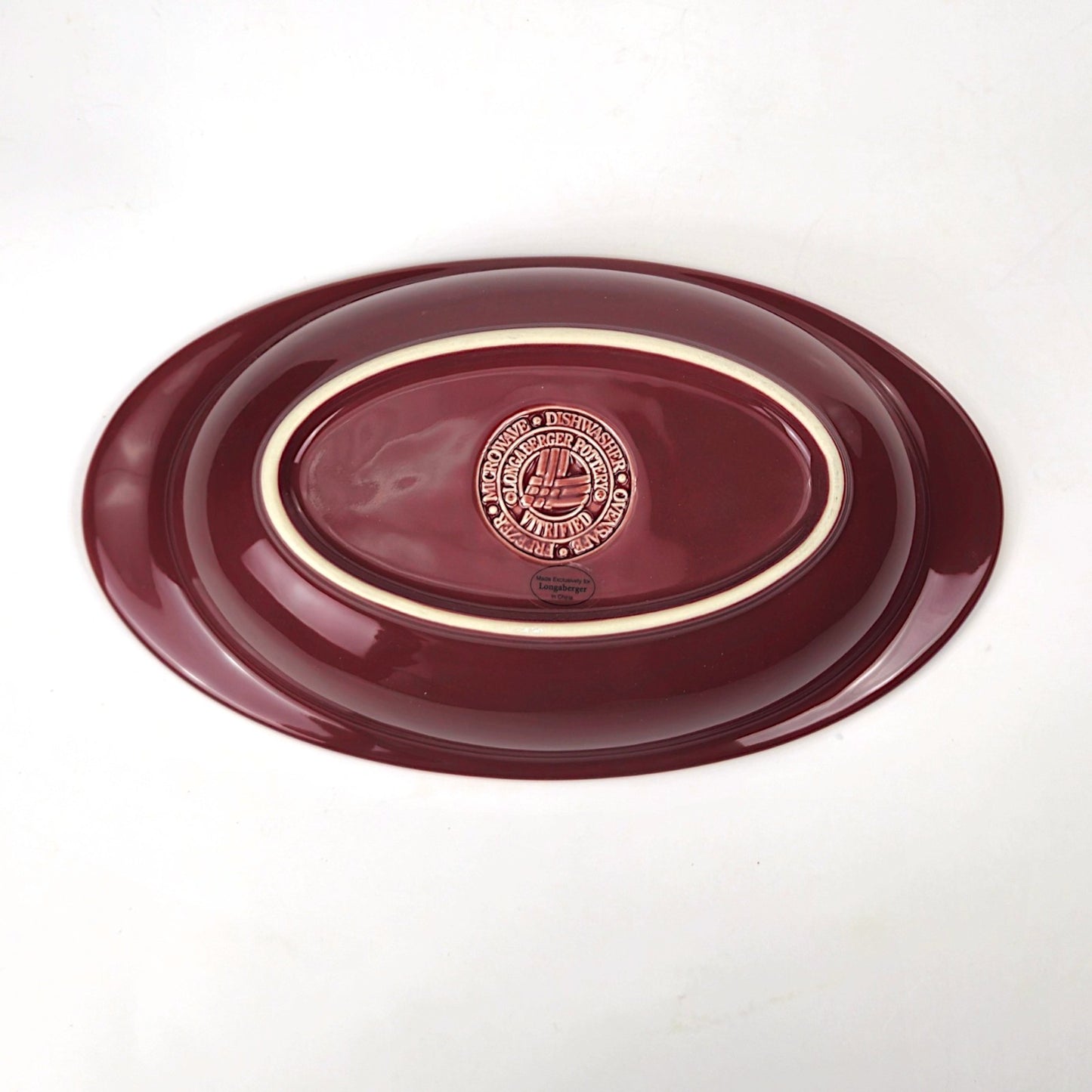 RETIRED LONGABERGER POTTERY:  WOVEN TRADITIONS CHRISTMAS TREATS DISH PAPRIKA NIB3