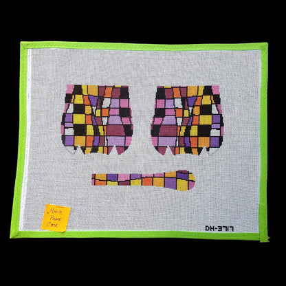 2 NEEDLEPOINT CANVAS LOT:  ABSTRACT DESIGN, MOBILE CELL PHONE CASE     BM2