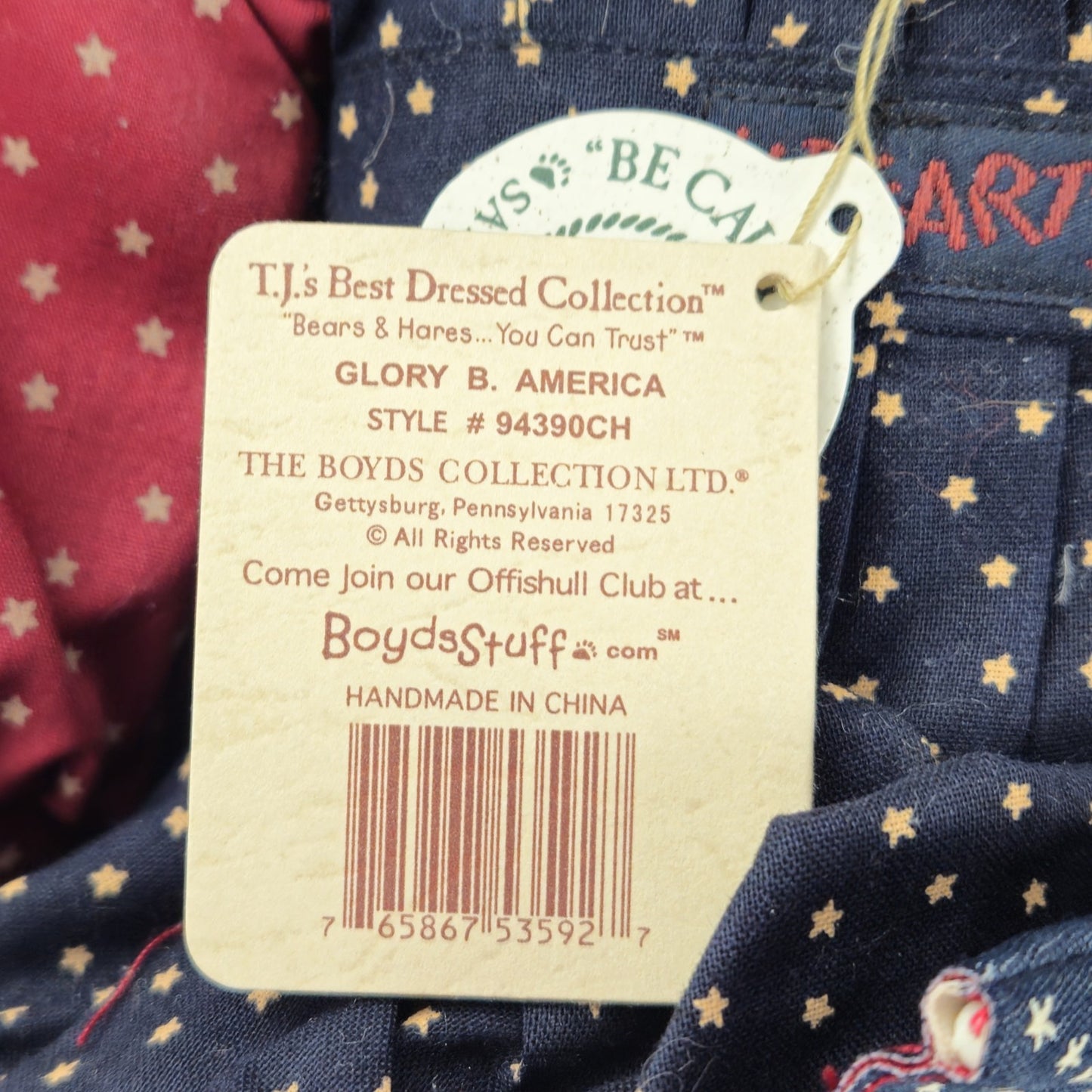 ADORABLE PLUSH BOYDS BEAR:  GLORY B. AMERICA BEST DRESSED COLL    LF2