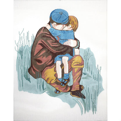 HEARTWARMING 18 CT NEEDLEPOINT CANVAS:  FATHER SON EMBRACE     BM0