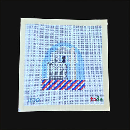SMALL JUDE NEEDLEPOINT CANVAS:  USA LINCOLN MEMORIAL, WASH MONUMENT, ETC      BM1