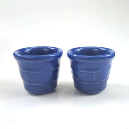 RETIRED LONGABERGER POTTERY:  CORNFLOWER 2 PK VOTIVE CANDLE HOLDERS1