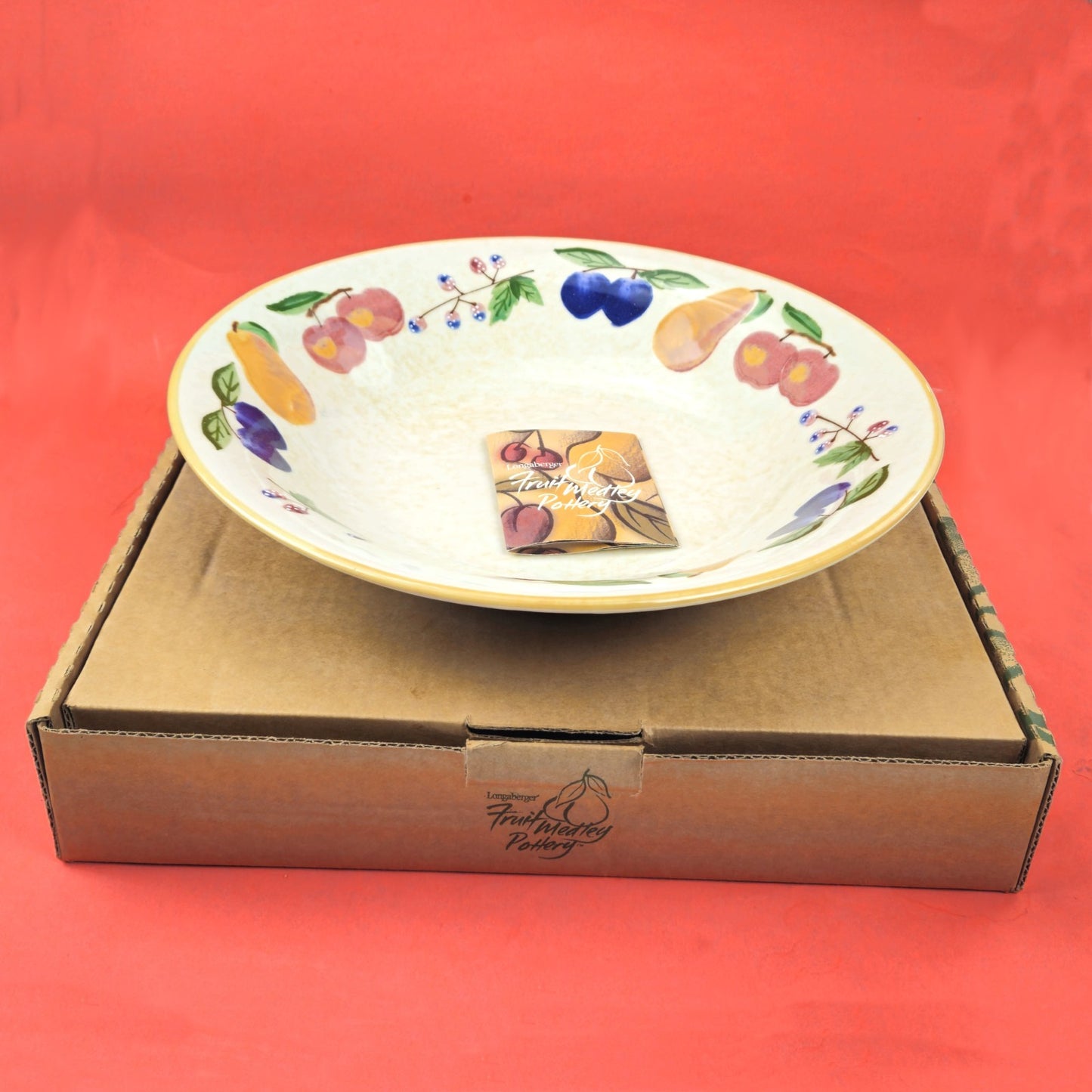 LONGABERGER FRUIT MEDLEY VITRIFIED POTTERY LARGE PASTA BOWL0