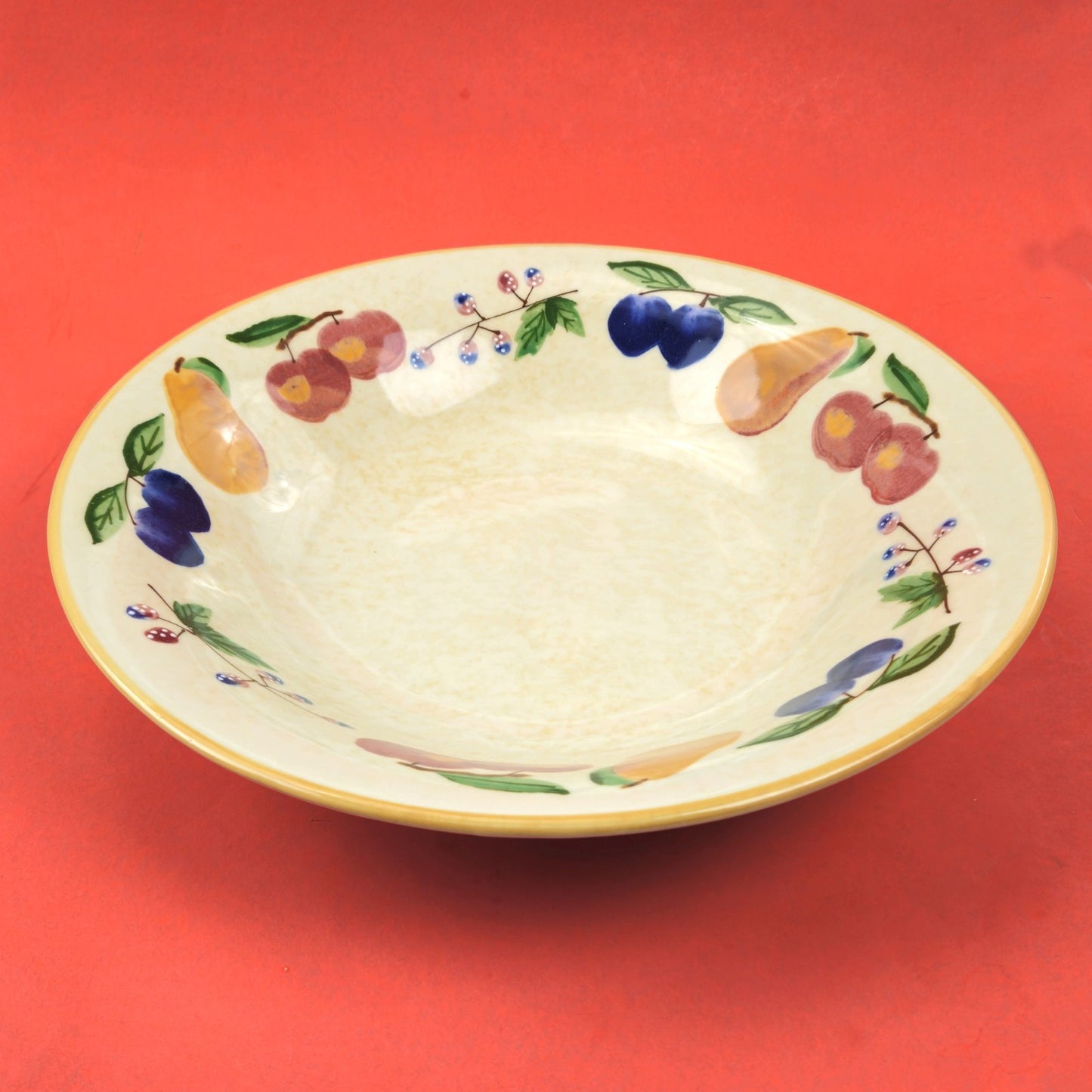 LONGABERGER FRUIT MEDLEY VITRIFIED POTTERY LARGE PASTA BOWL1