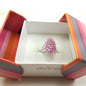 QUINTESSENCE JEWELERY CLUSTER RING PINK W/ MARCASITE SZ 6, SS 925   RDO0