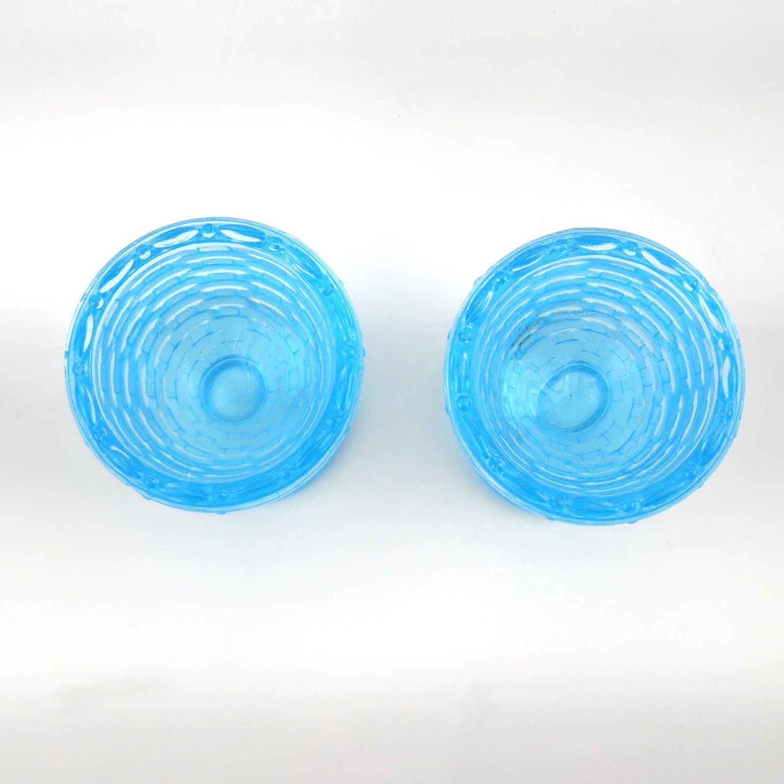 2 LONGABERGER GLASS EGG CUPS: LIGHT BLUE   NEW IN BOX2