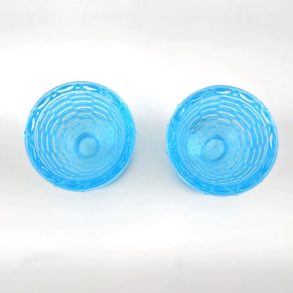 2 LONGABERGER GLASS EGG CUPS: LIGHT BLUE   NEW IN BOX2