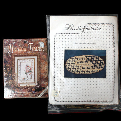4 GOODY LOT NEEDLE WORK KITS/SG:  ANIMAL, BELT BUCKLE, THIMBLE ANGEL  BM3