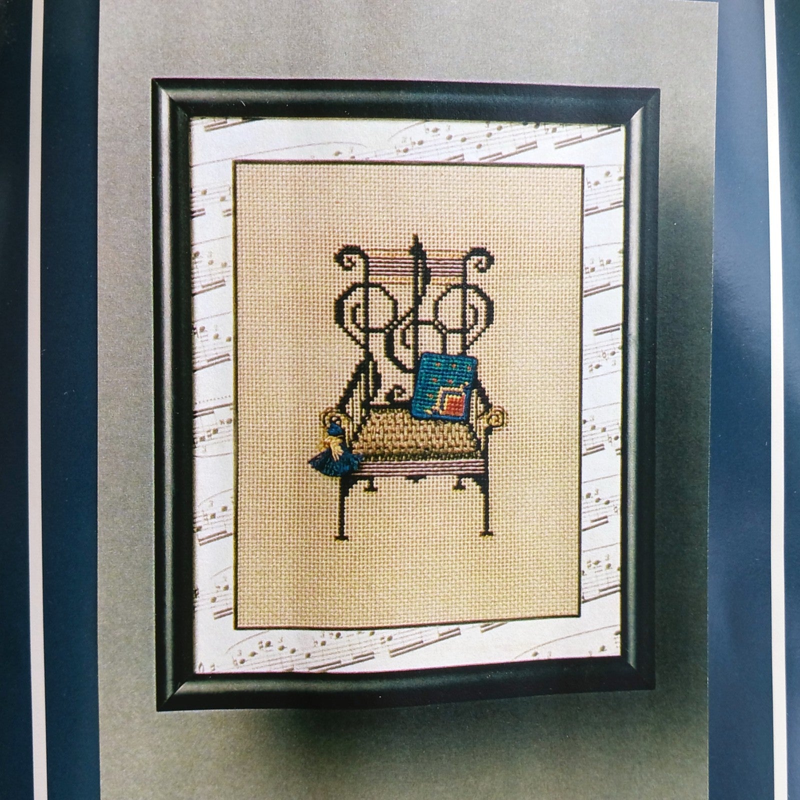 CREATIVE NEEDLEWORK CROSS STITCH KIT: TREBLE CLEF MUSICAL CHAIR SILK THREADS  BM1
