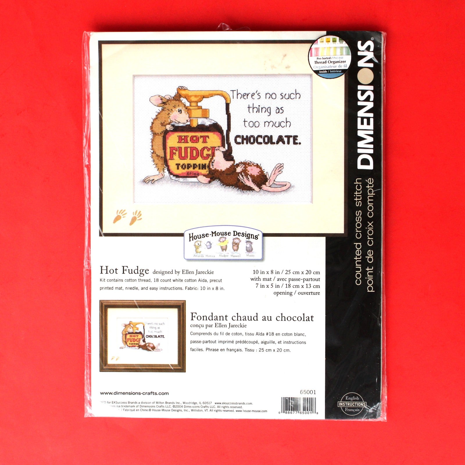 DIMENSIONS COUNTED CROSS STITCH KIT:  HOT FUDGE CHOCOLATE HOUSE MOUSE   BM0