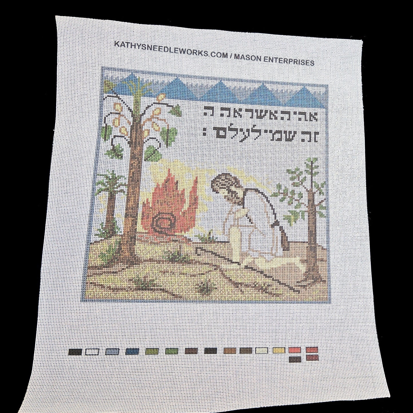 NEEDLEPOINT CANVAS:  JUDAIC MOSES BURNING BUSH     BM1