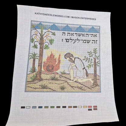 NEEDLEPOINT CANVAS:  JUDAIC MOSES BURNING BUSH     BM1