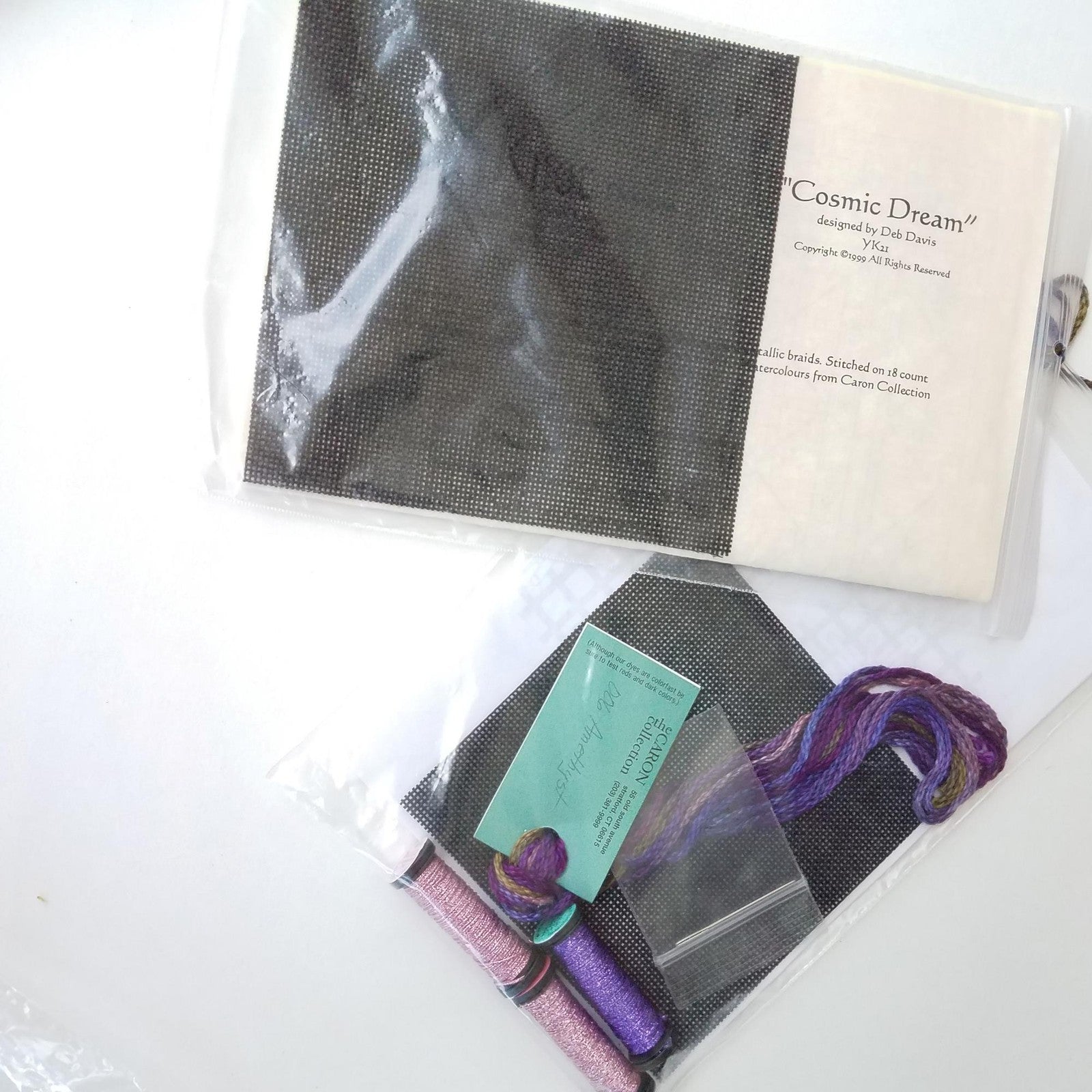 2 NEEDLECRAFT KITS:  CROSS STITCH CUSHION, NEEDLEPOINT COSMIC DREAM   FH2