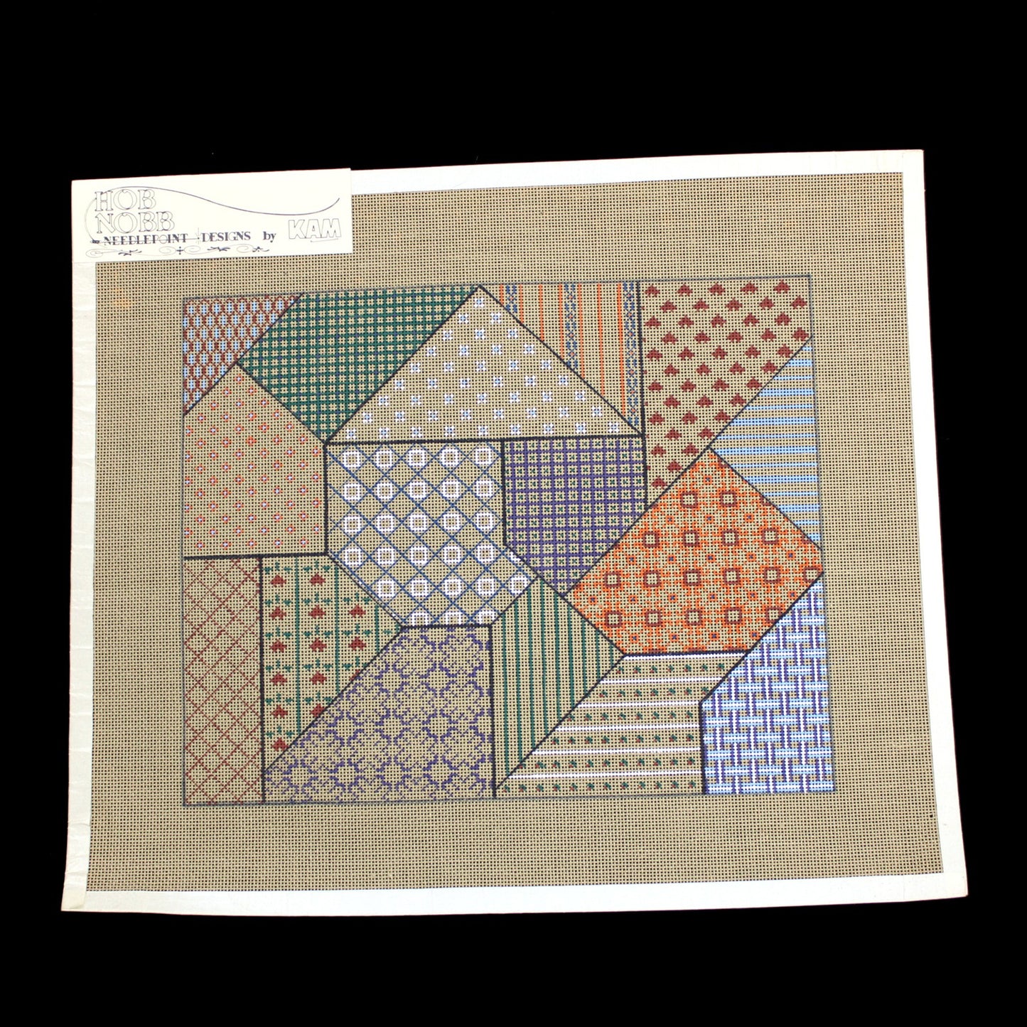 HOB NOBB NEEDLEPOINT CANVAS:  PATCHWORK MAKE A PILLOW!    BM1