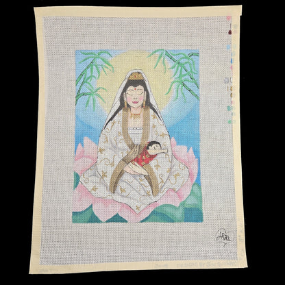 JAQUELINE HAND PAINTED NEEDLEPOINT CANVAS:  LOVE MOTHER AND CHILD   BM1