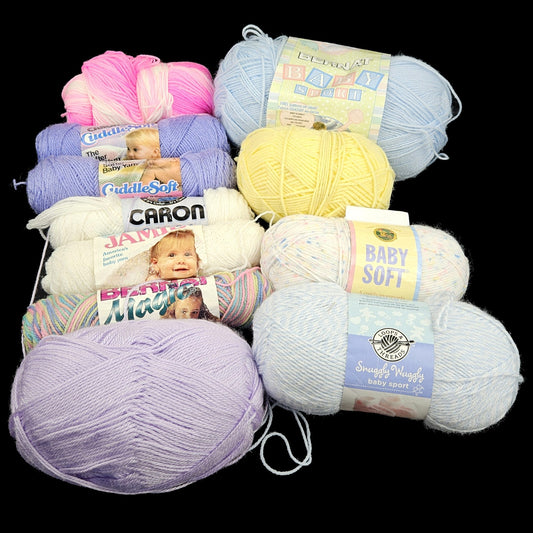 LARGE 2 LB 5 OZ BABY YARN LOT:    LION BRAND, BERNAT, CARON0