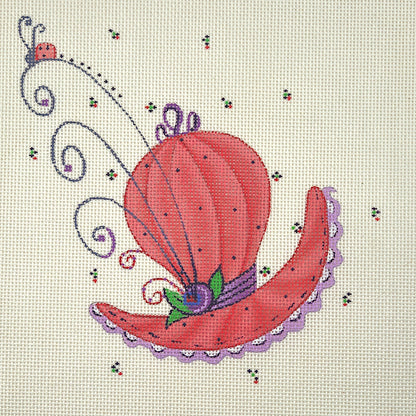 QUAIL RUN HAND PAINTED NEEDLEPOINT CANVAS:  RED HIGH HAT RH 101    BM0