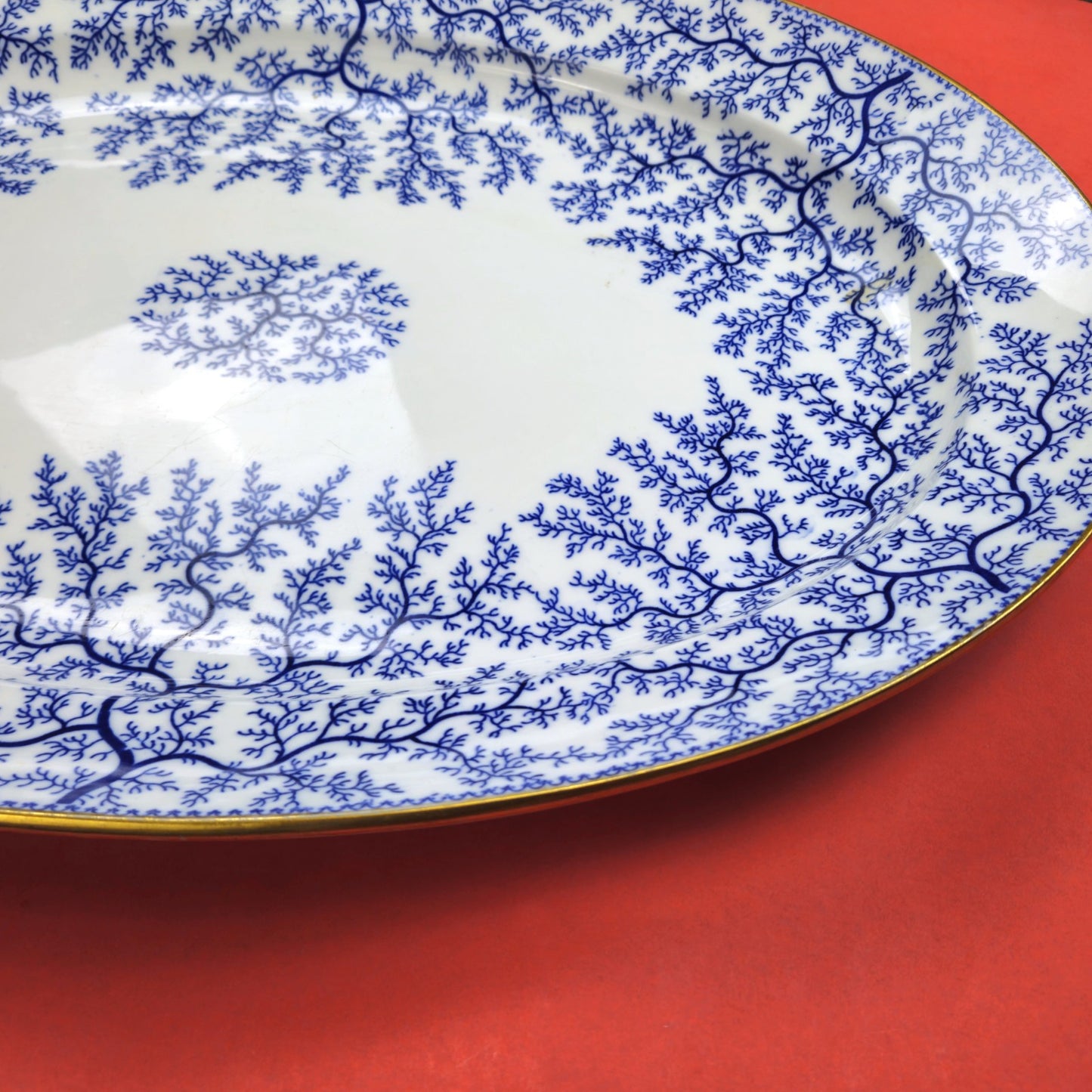 MINTON 1800s HAND PAINTED BLUE SEAWEED FIBRE PLATTER ENGLAND3