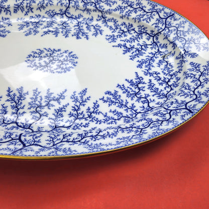 MINTON 1800s HAND PAINTED BLUE SEAWEED FIBRE PLATTER ENGLAND3