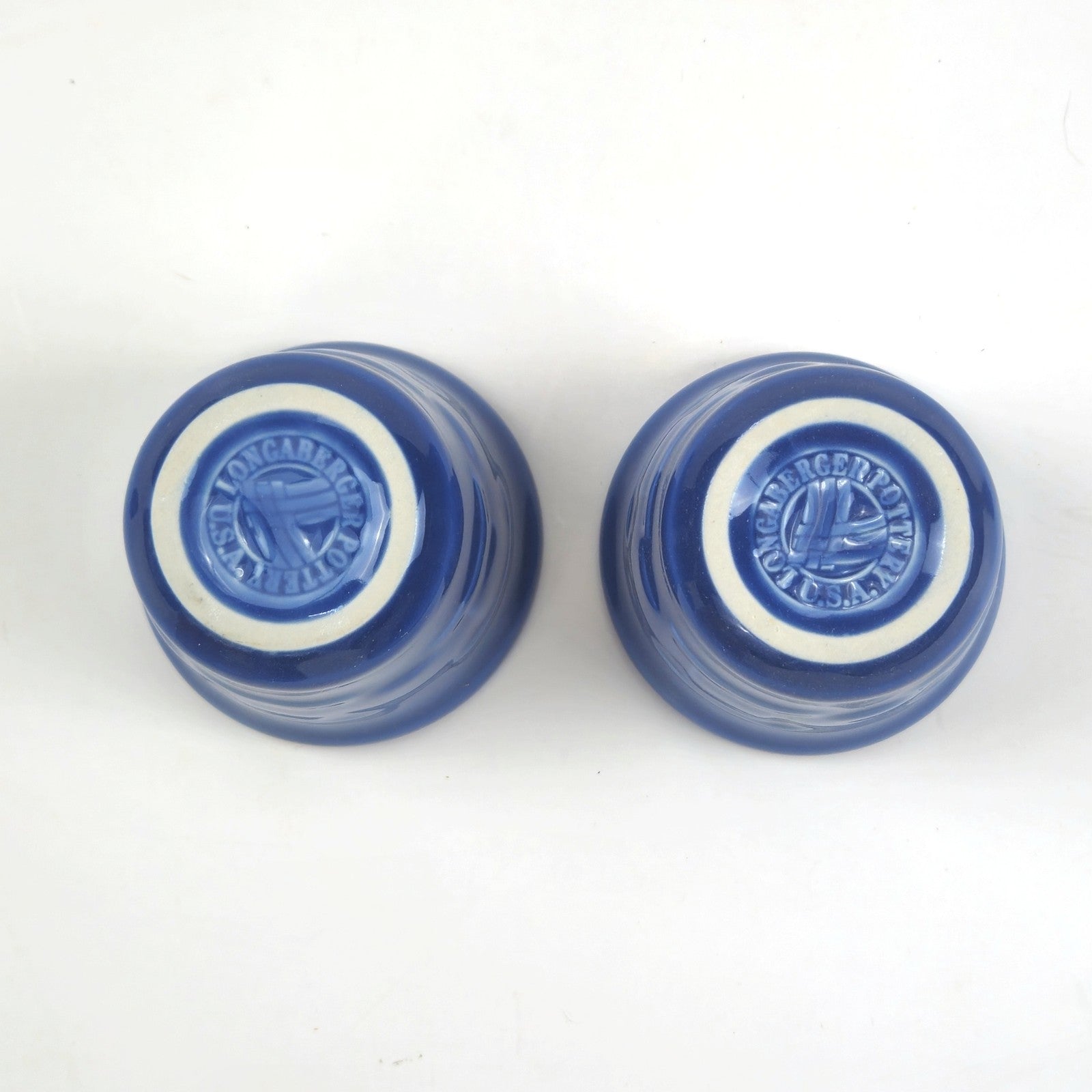 RETIRED LONGABERGER POTTERY:  CORNFLOWER 2 PK VOTIVE CANDLE HOLDERS2