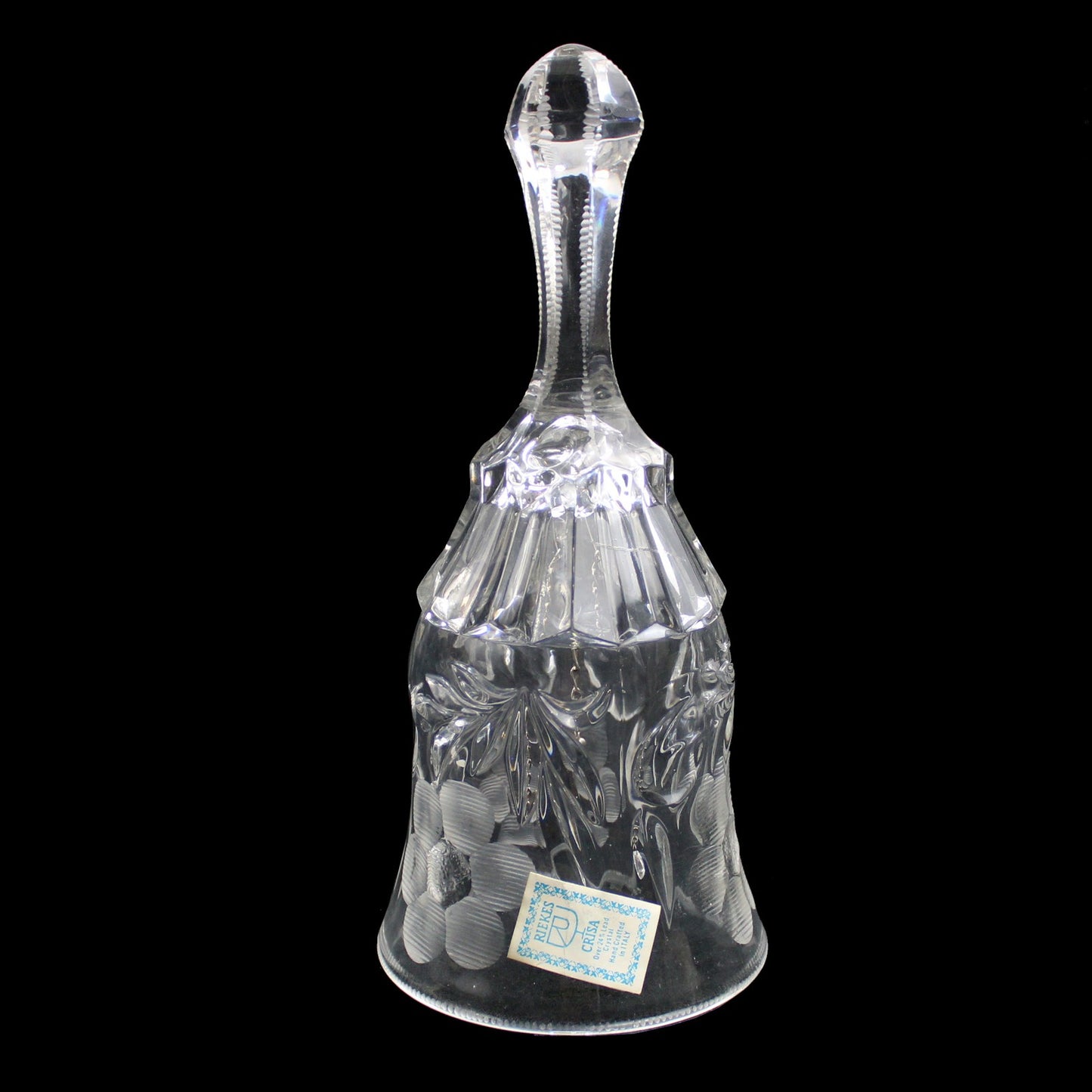 RIEKES CRISA CLEAR GLASS BELL 24% LEAD CRYSTAL:  FLOWER DESIGN    FM0