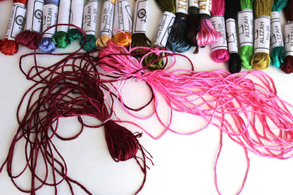 35 SKEINS SILK THREADS:  ALIZAH, KUM AND MISC    BM3