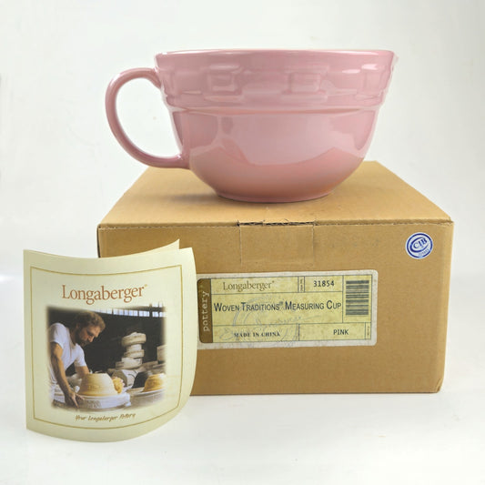 LONGABERGER POTTERY:  WOVEN TRADITIONS MEASURING CUP 24 OZ / 3 CUP PINK  NIB0