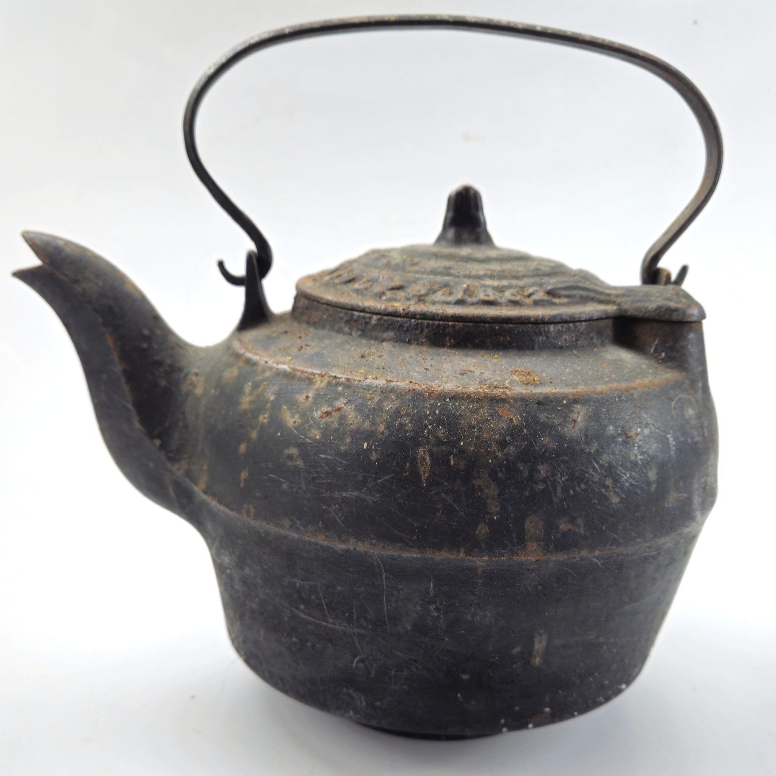 VINTAGE CAST IRON TEAPOT TEA KETTLE MARKED PATENTED JULY 8, 18622