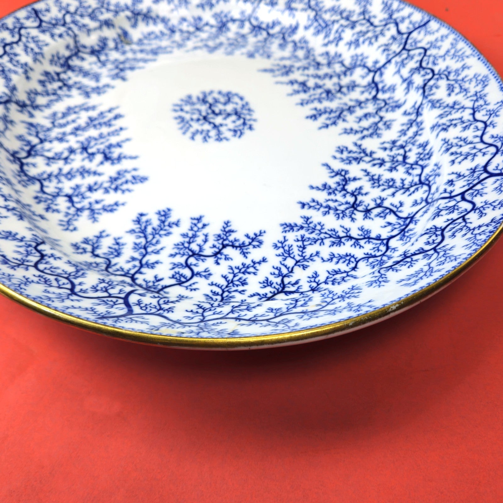 MINTON 1800s HAND PAINTED BLUE SEAWEED FIBRE PLATTER ENGLAND8