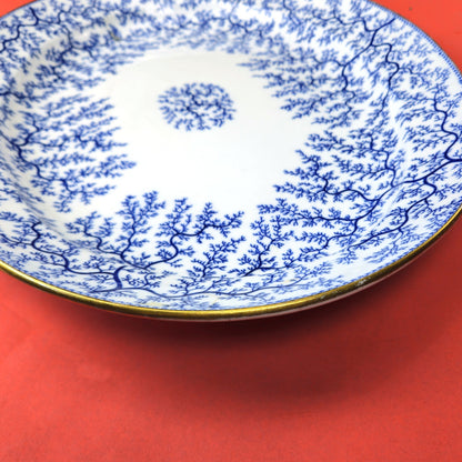 MINTON 1800s HAND PAINTED BLUE SEAWEED FIBRE PLATTER ENGLAND8