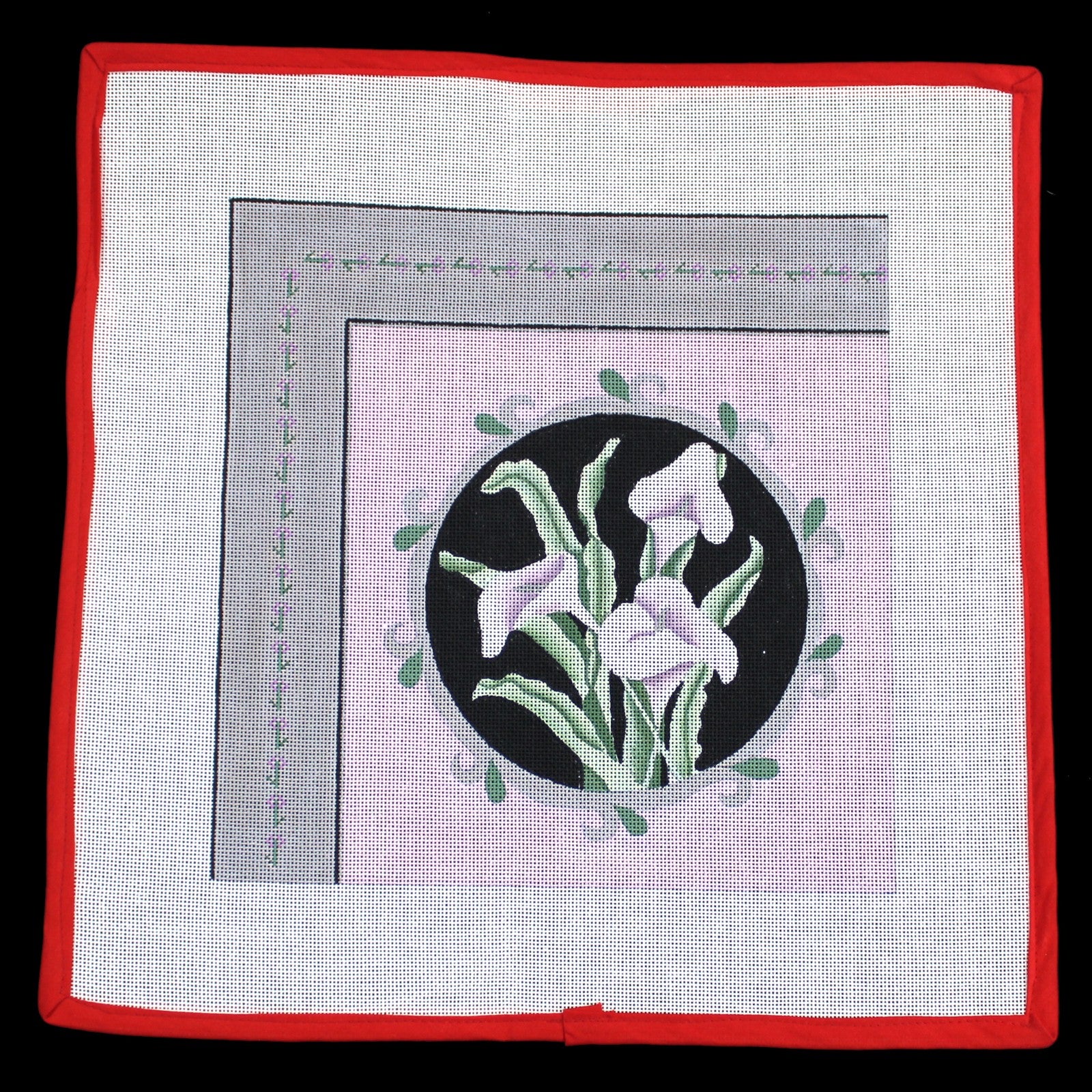 HAND PAINTED NEEDLEPOINT CANVAS:  CALLA LILIES, MAKE A PILLOW!    BM1