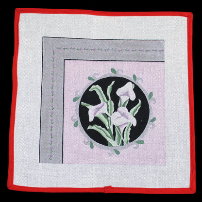 HAND PAINTED NEEDLEPOINT CANVAS:  CALLA LILIES, MAKE A PILLOW!    BM1