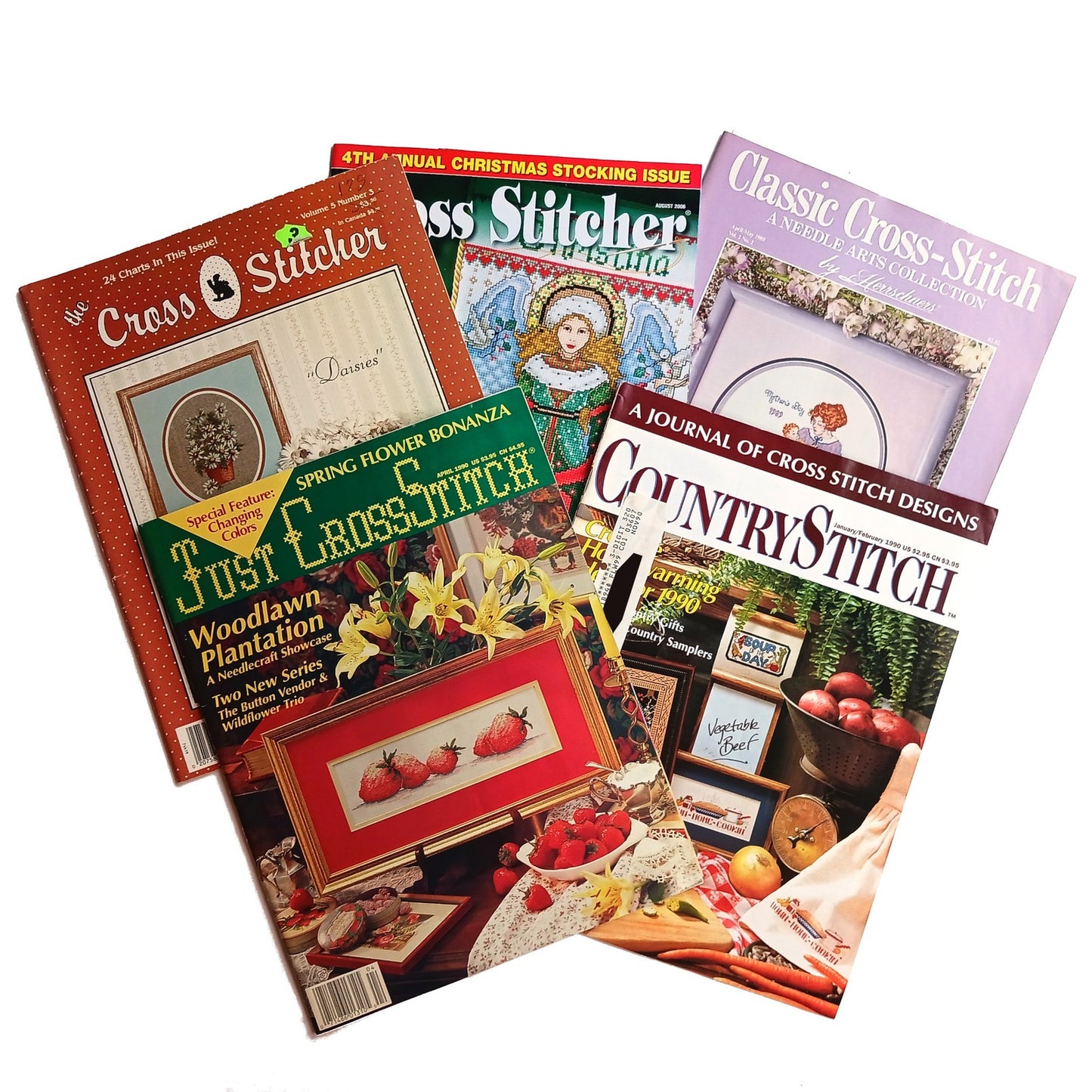 5 CROSS STITCH MAGAZINE LOT:  HOLIDAY, SEASONAL, SAMPLER   BM0