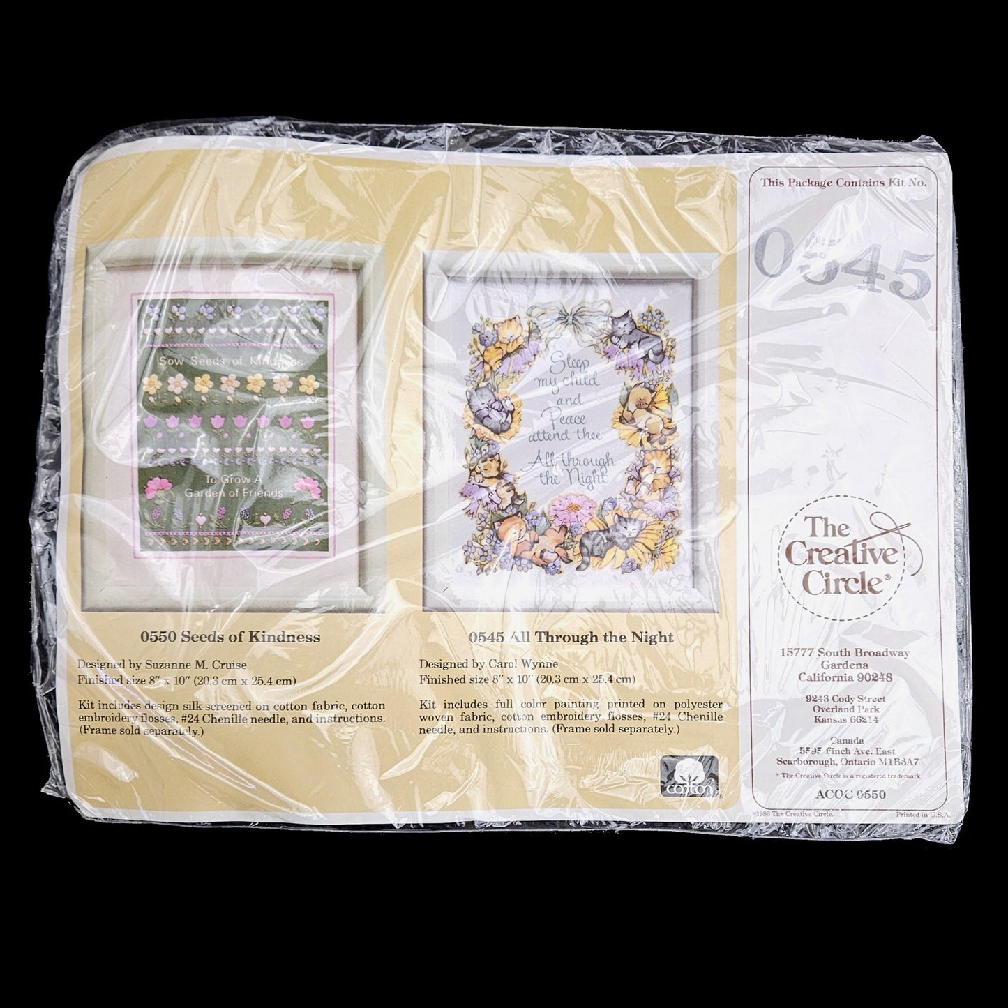 THE CREATIVE CIRCLE STAMPED EMBROIDERY KIT:  0545 ALL THROUGH THE NIGHT    LF1