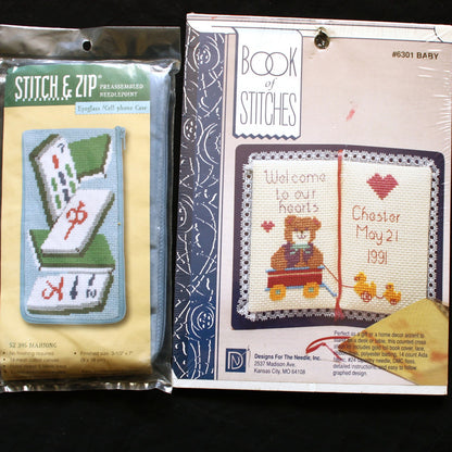 9 CROSS STITCH & 1 NP, EMBROIDERY KIT LOT:  CHRISTMAS, CELL PHONE CASE, BABY  BM1
