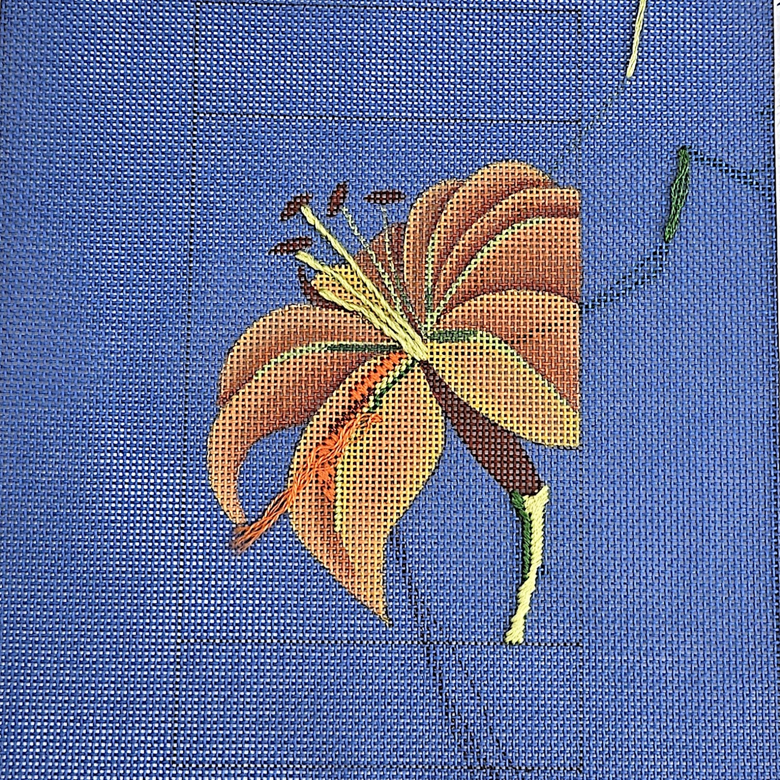 JP DESIGNS NEEDLEPOINT CANVAS W/ STITCH GUIDE BY J. WADDELL:  LUCIOUS LILLY  BM2