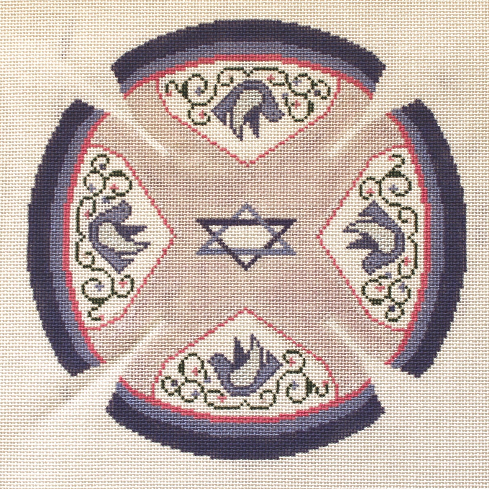LEE NEEDLE ARTS NEEDLEPOINT CANVAS:  LAVENDER YARMULKE      BM0