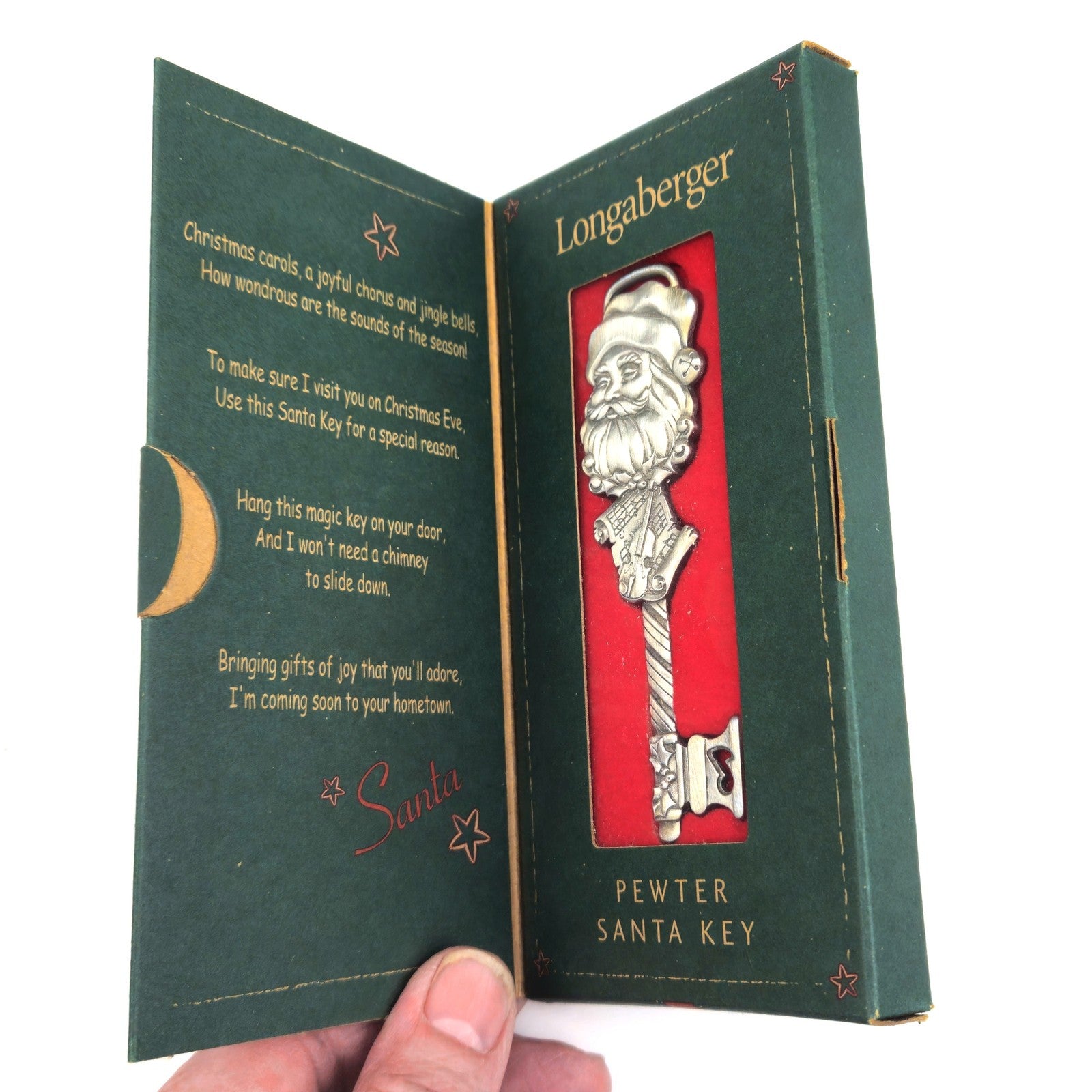 LONGABERGER PEWTER SANTA KEY NEW IN BOX2