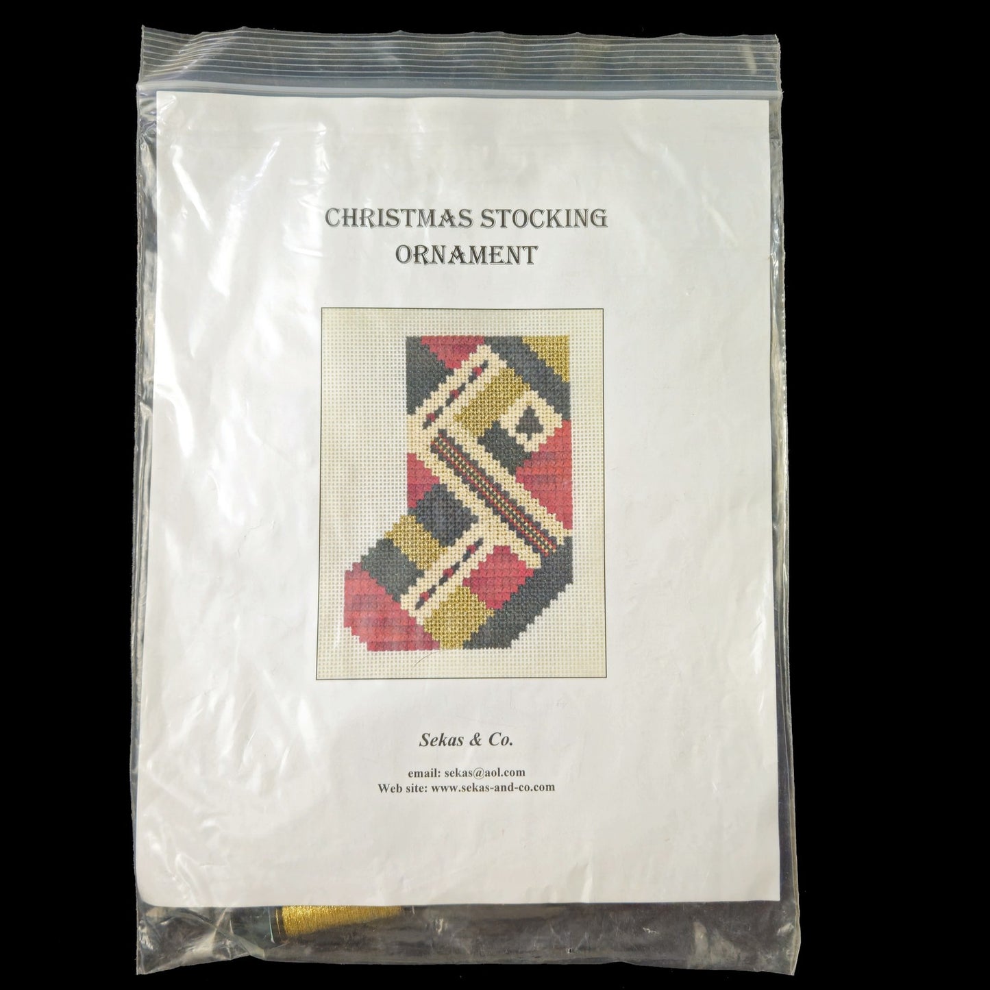 SEKAS & CO. NEEDLEPOINT CANVAS KIT:  CHRISTMAS STOCKING ORNAMENT    BM1