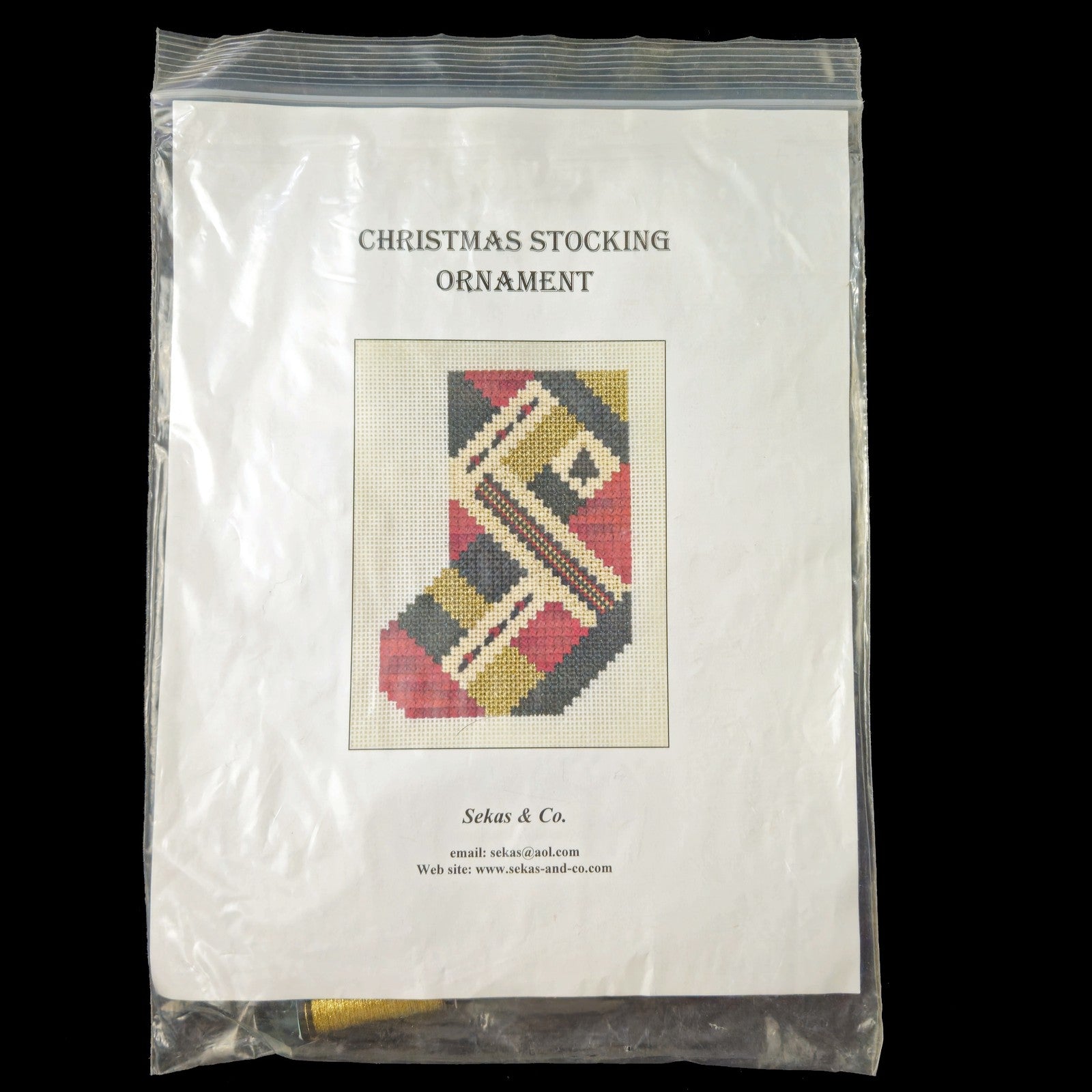SEKAS & CO. NEEDLEPOINT CANVAS KIT:  CHRISTMAS STOCKING ORNAMENT    BM1