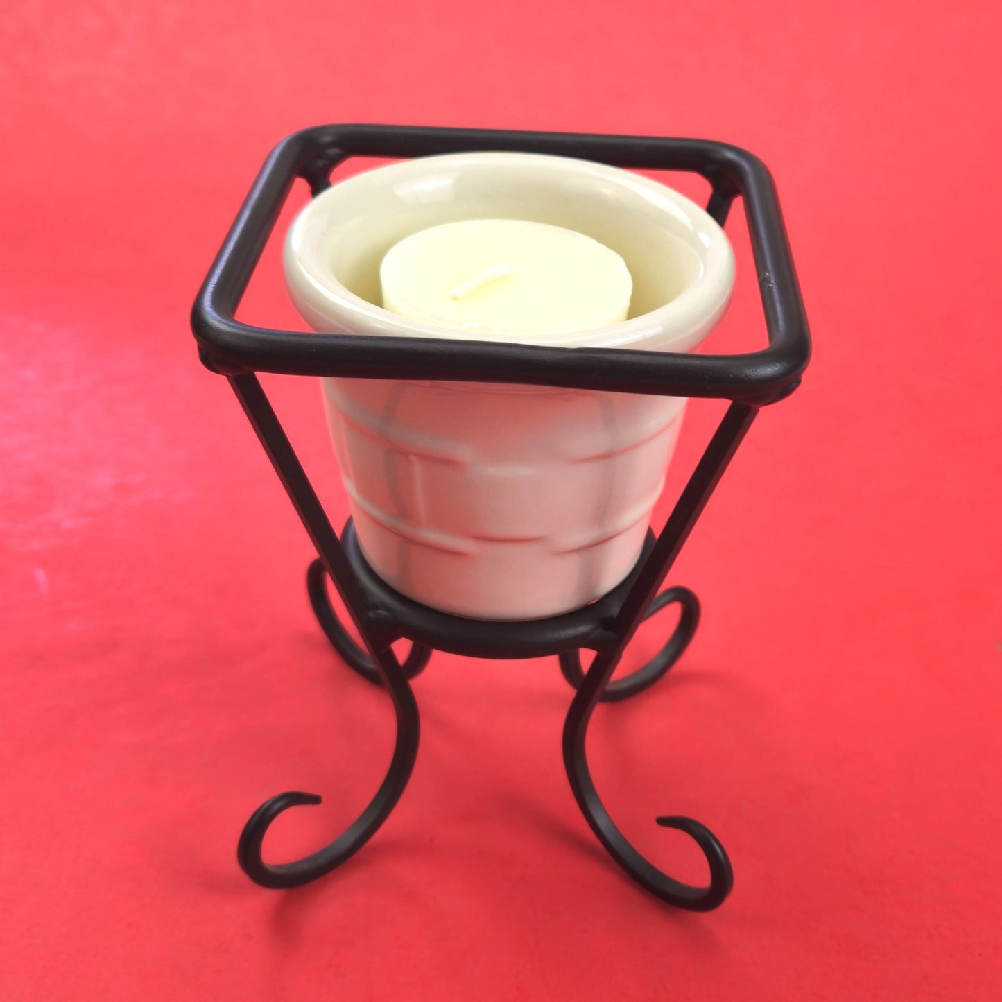 RARE LONGABERGER INCENTIVE ONLY WROUGHT IRON CANDLE HOLDER, POTTERY & CANDLE0
